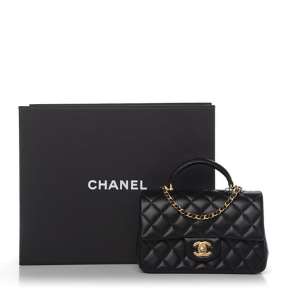Chanel Lambskin Quilted Mini Top Handle Rectangular Flap Black 11 of 11