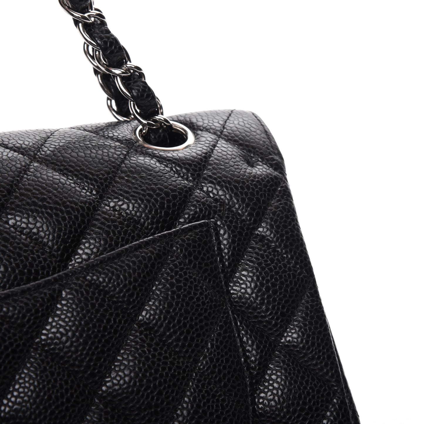 Caviar Quilted Small Double Flap Black
