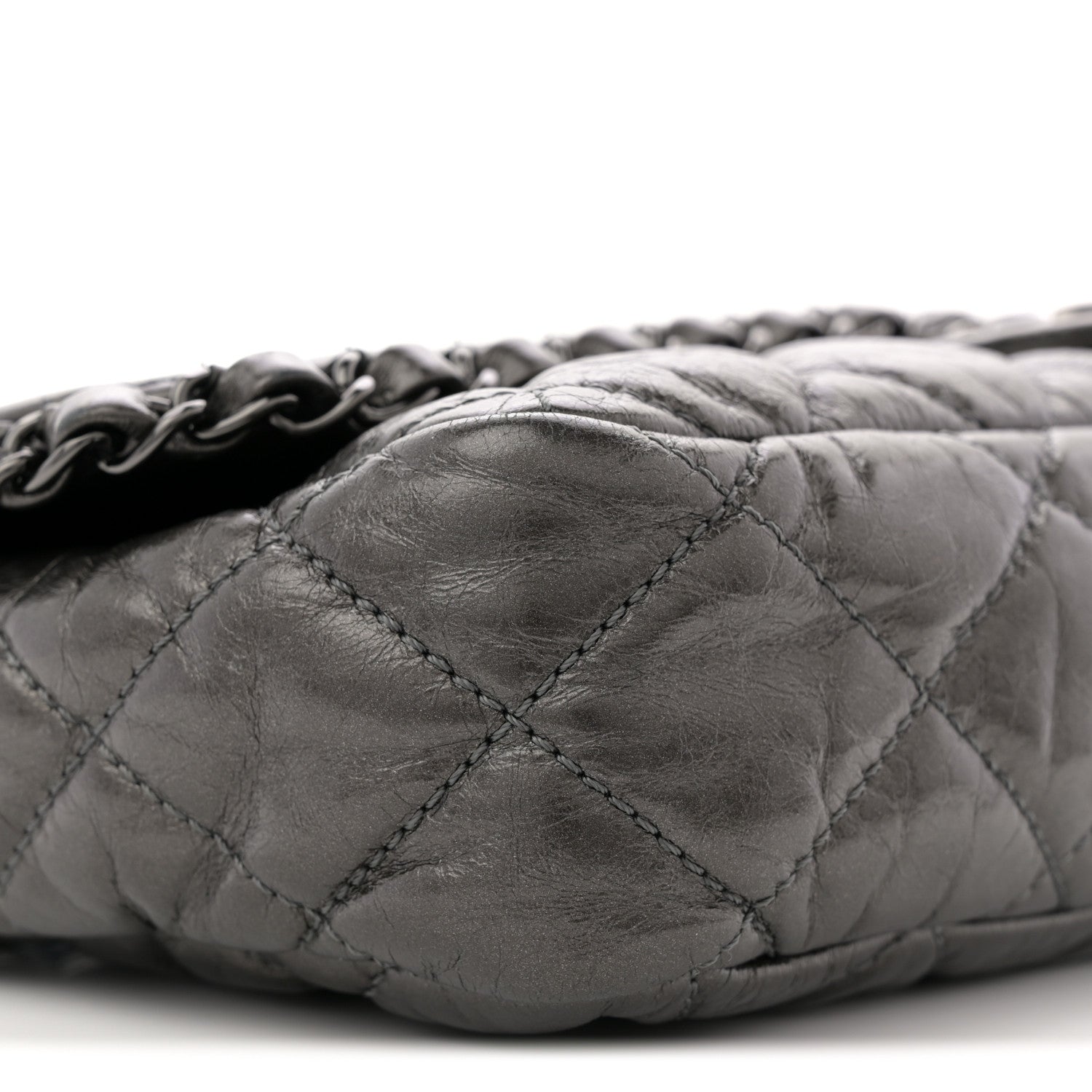 Chanel Metallic Calfskin Quilted Medium Chain Me Flap Grey 9 of 10