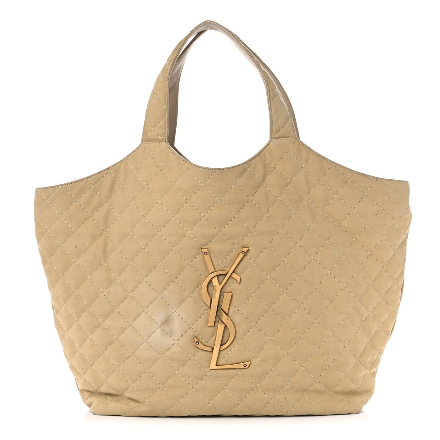 Nubuck Suede Quilted Maxi Icare Shopping Tote Safari Beige