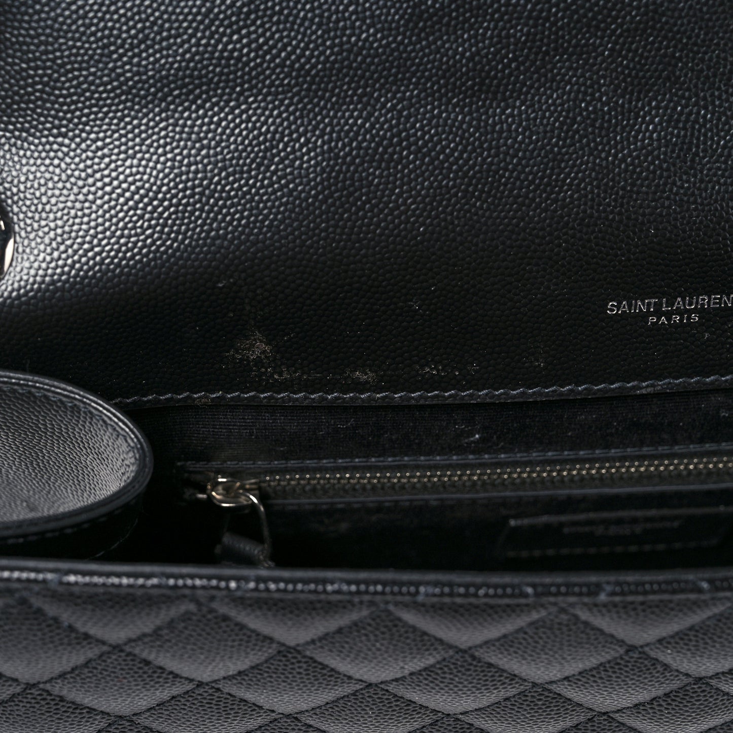 Grain De Poudre Textured Mixed Matelasse Large Triquilt Monogram Satchel Black