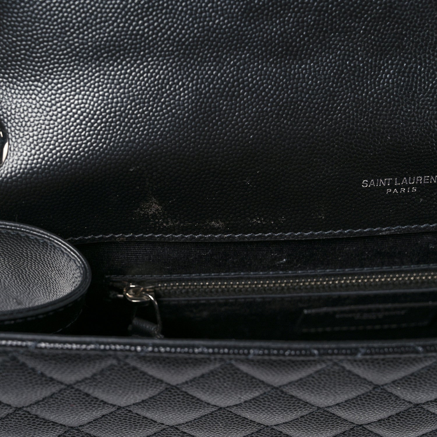 Saint Laurent Grain De Poudre Textured Mixed Matelasse Large Triquilt Monogram Satchel Black 11 of 18