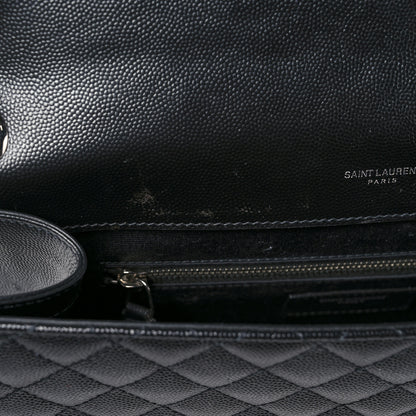 Saint Laurent Grain De Poudre Textured Mixed Matelasse Large Triquilt Monogram Satchel Black 11 of 18