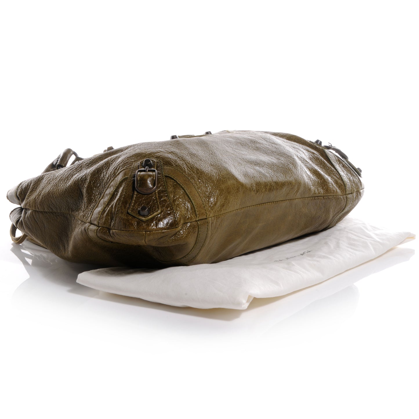 Chevre Classic Hardware Purse Olive Brown