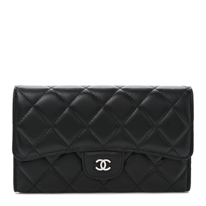 Chanel Lambskin Quilted Large Flap Wallet Black 1 of 7