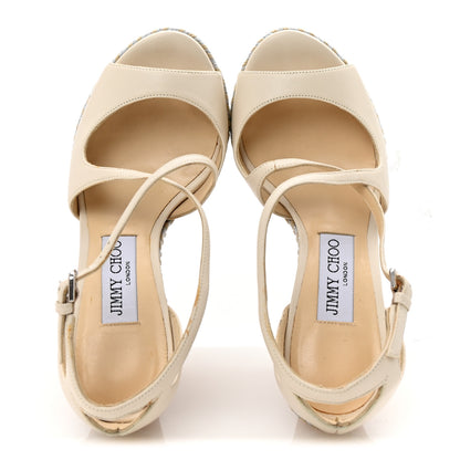 Jimmy Choo Lambskin Cork Dakota 120 Wedge Sandals 35 Off White 2 of 8