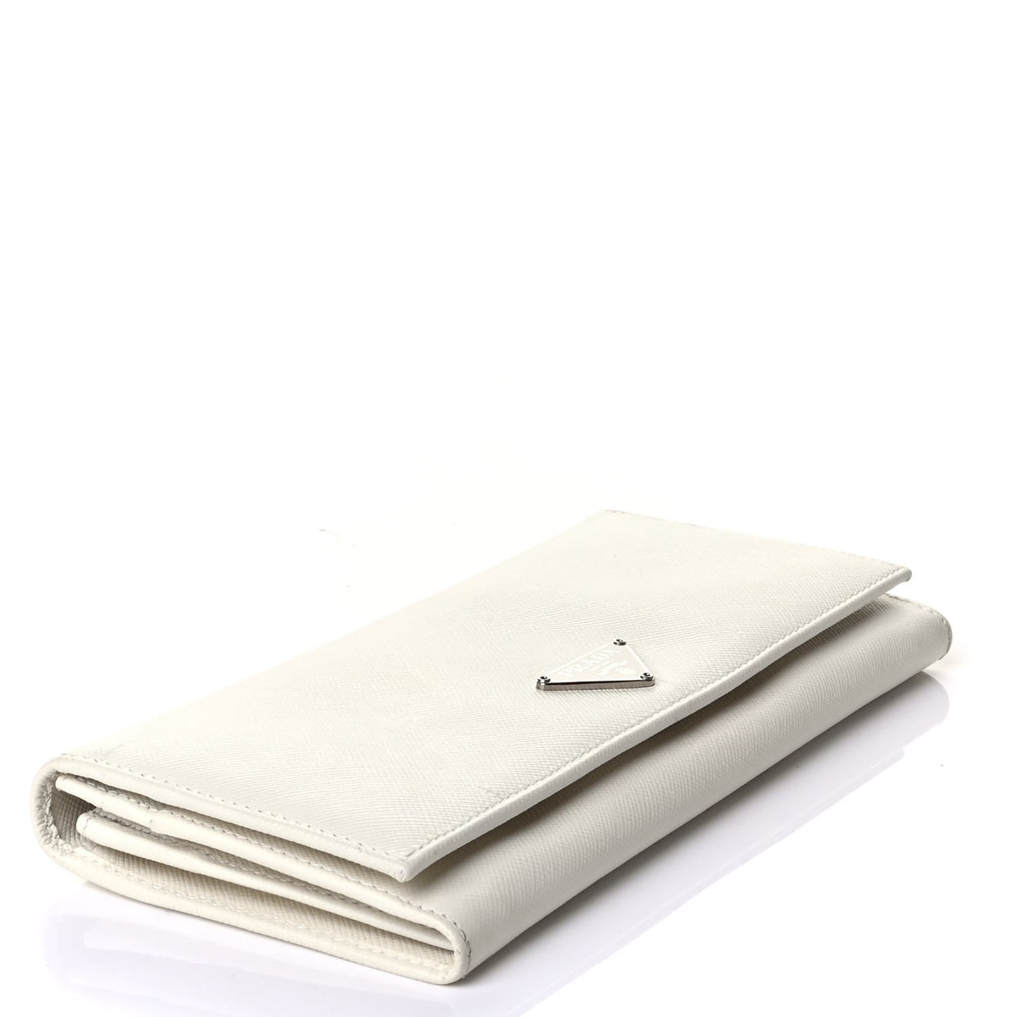 Saffiano Triangle Continental Flap Wallet White