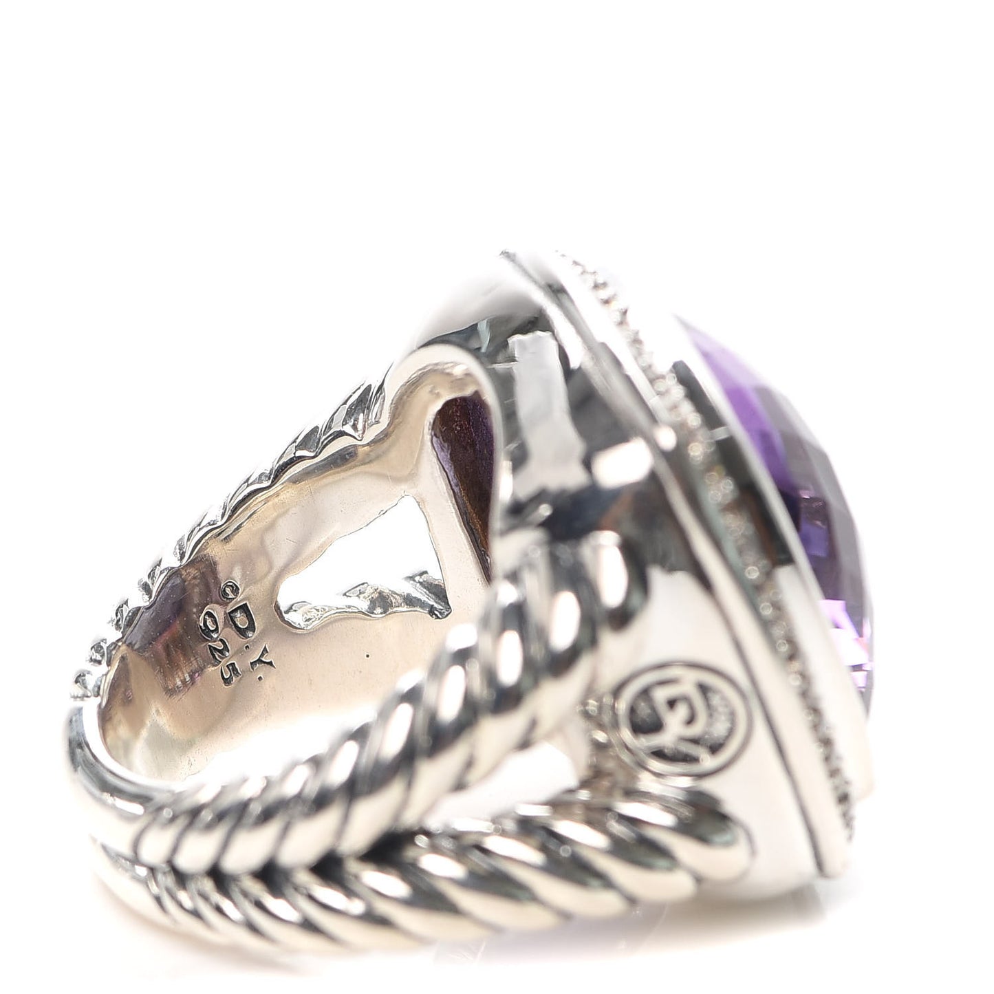 Sterling Silver Diamond Amethyst 17mm Albion Ring 51 5.75