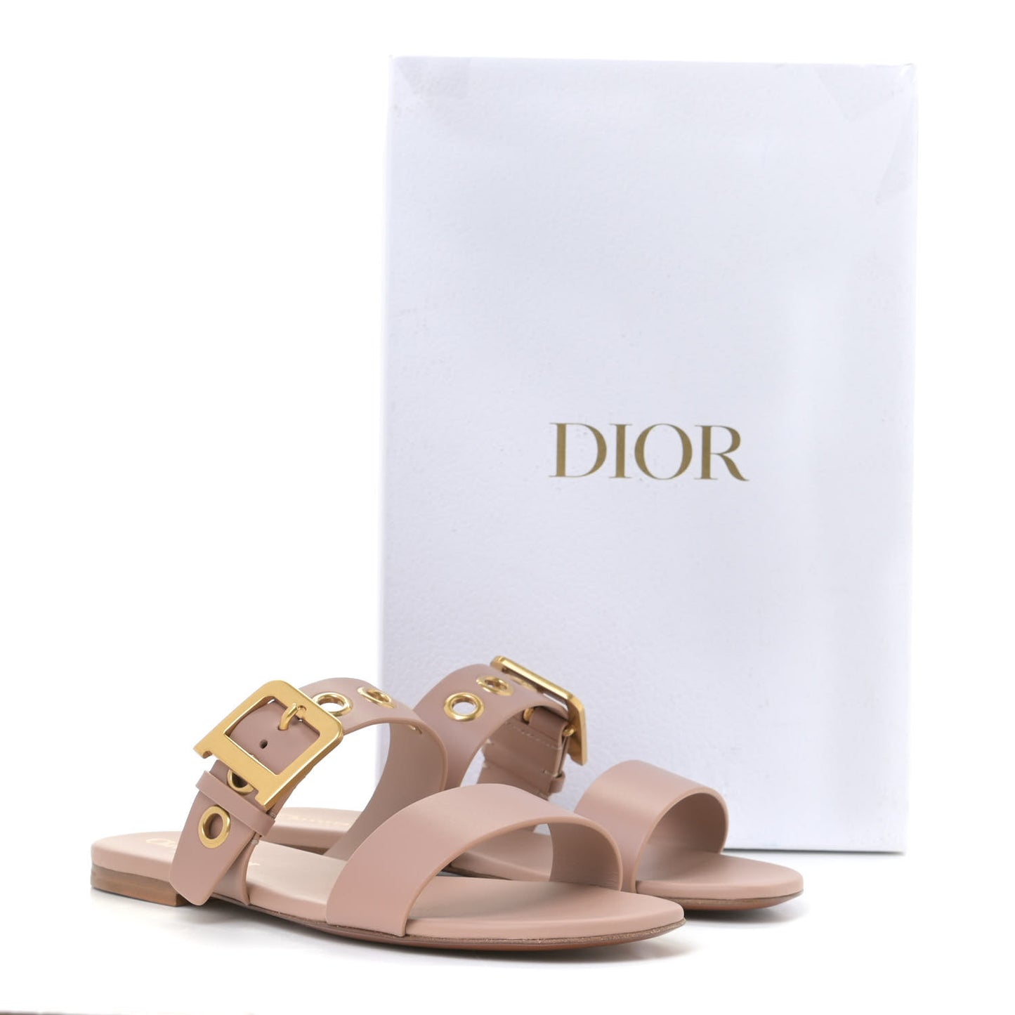 Calfskin D-Dior Slide Sandals 37 Rose De Vents