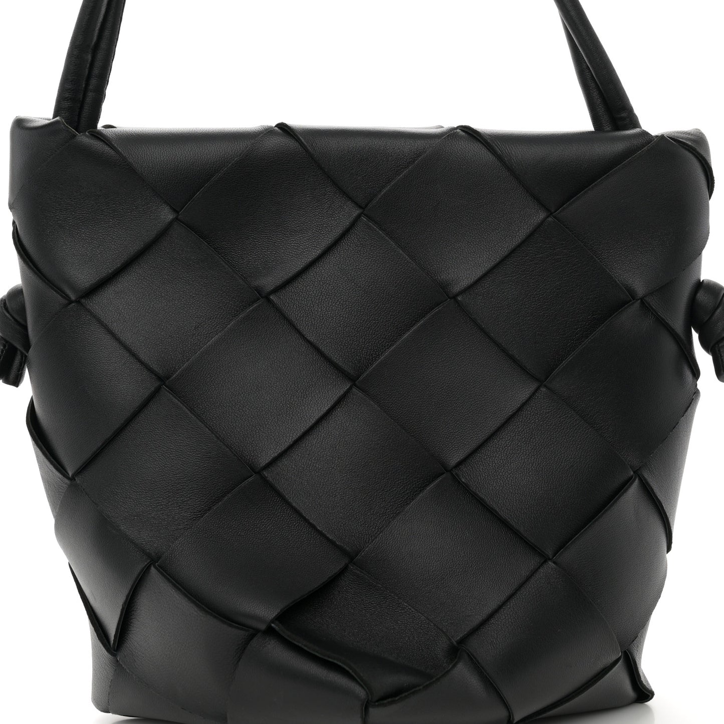Nappa Maxi Intrecciato Clasp Bucket Bag Black