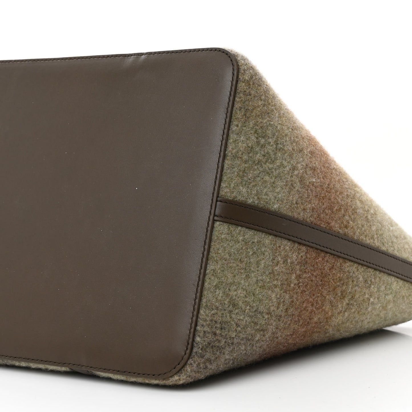 Blurred Double Cashmere Calfskin Plaid Small Carry Everything Tote Pecan Nut Green Cayenne Mel