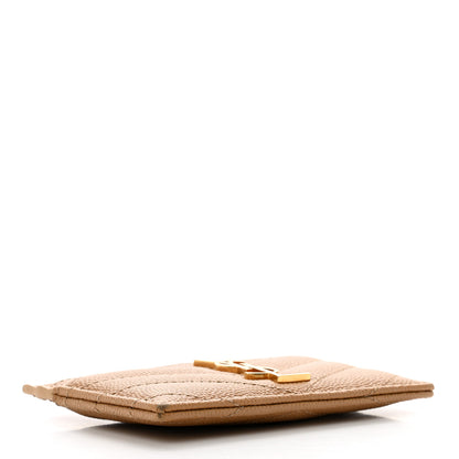 Saint Laurent Grain De Poudre Matelasse Chevron Monogram Credit Card Case Cork 4 of 8