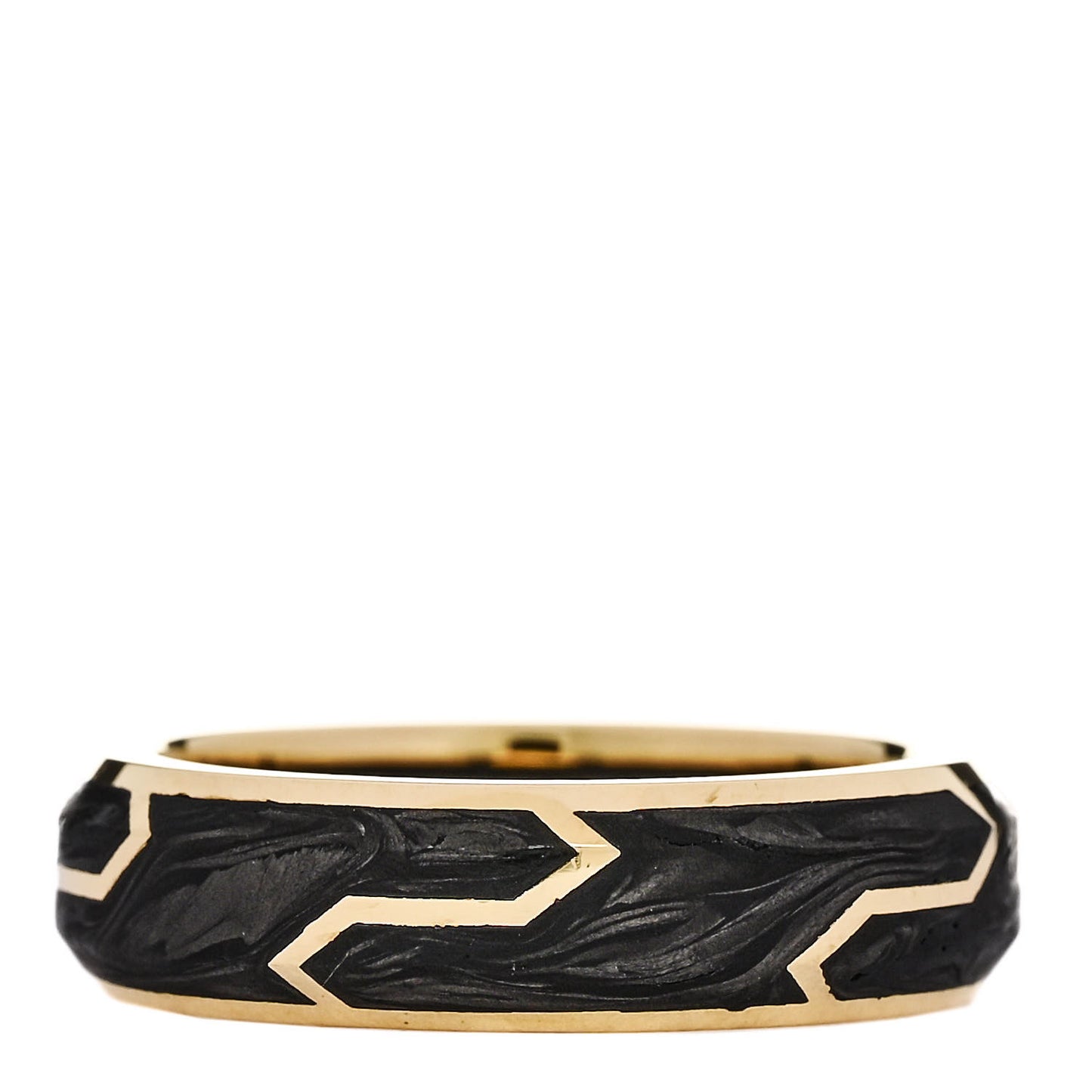 18K Yellow Gold Forged Carbon Band Ring 56 7.5