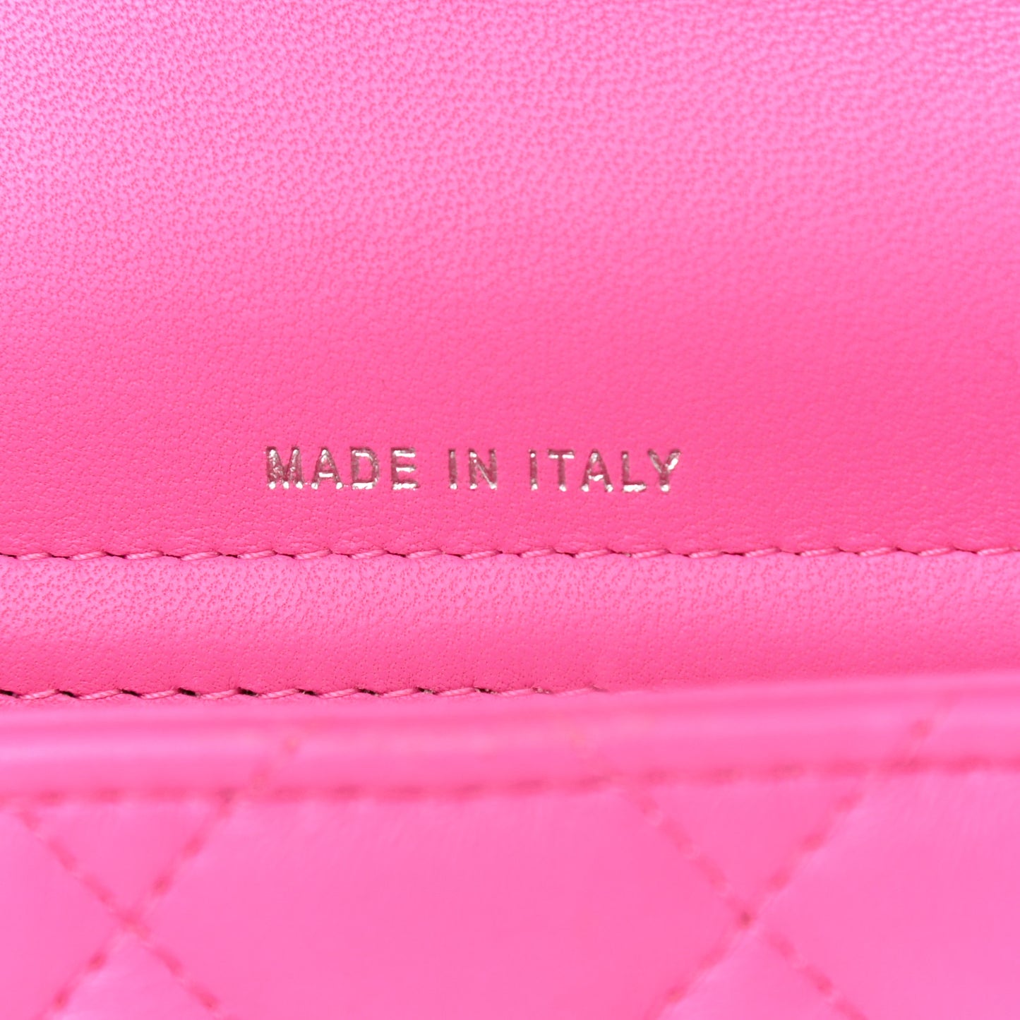 Lambskin Quilted Flap Phone Holder With Chain Neon Pink