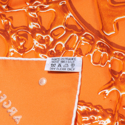 Hermes Silk Argent Pocket Square Scarf Orange 5 of 5