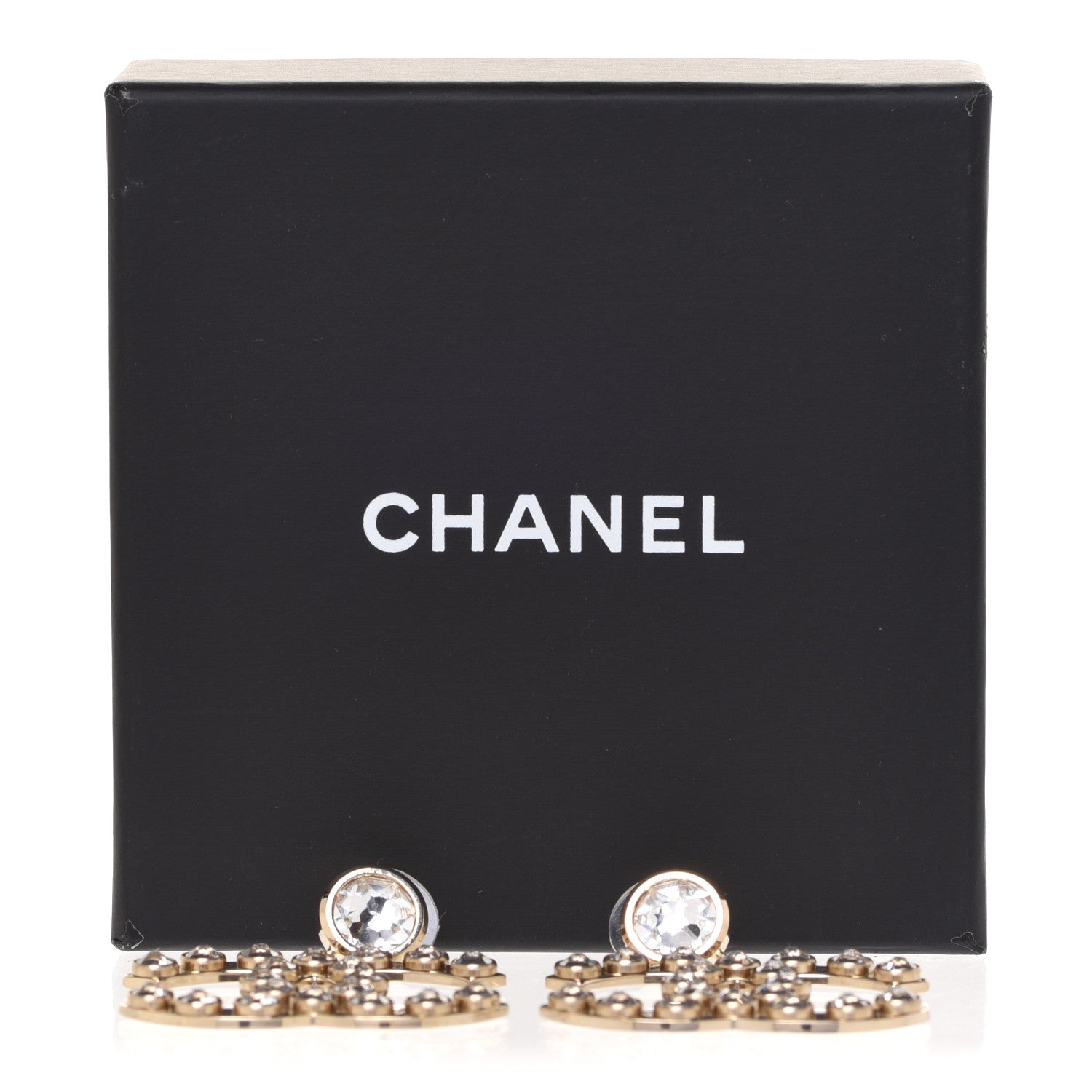 Chanel Round Crystal CC Dangle Earrings Gold 5 of 5