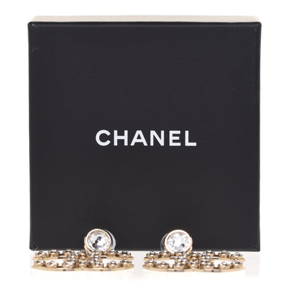 Chanel Round Crystal CC Dangle Earrings Gold 5 of 5