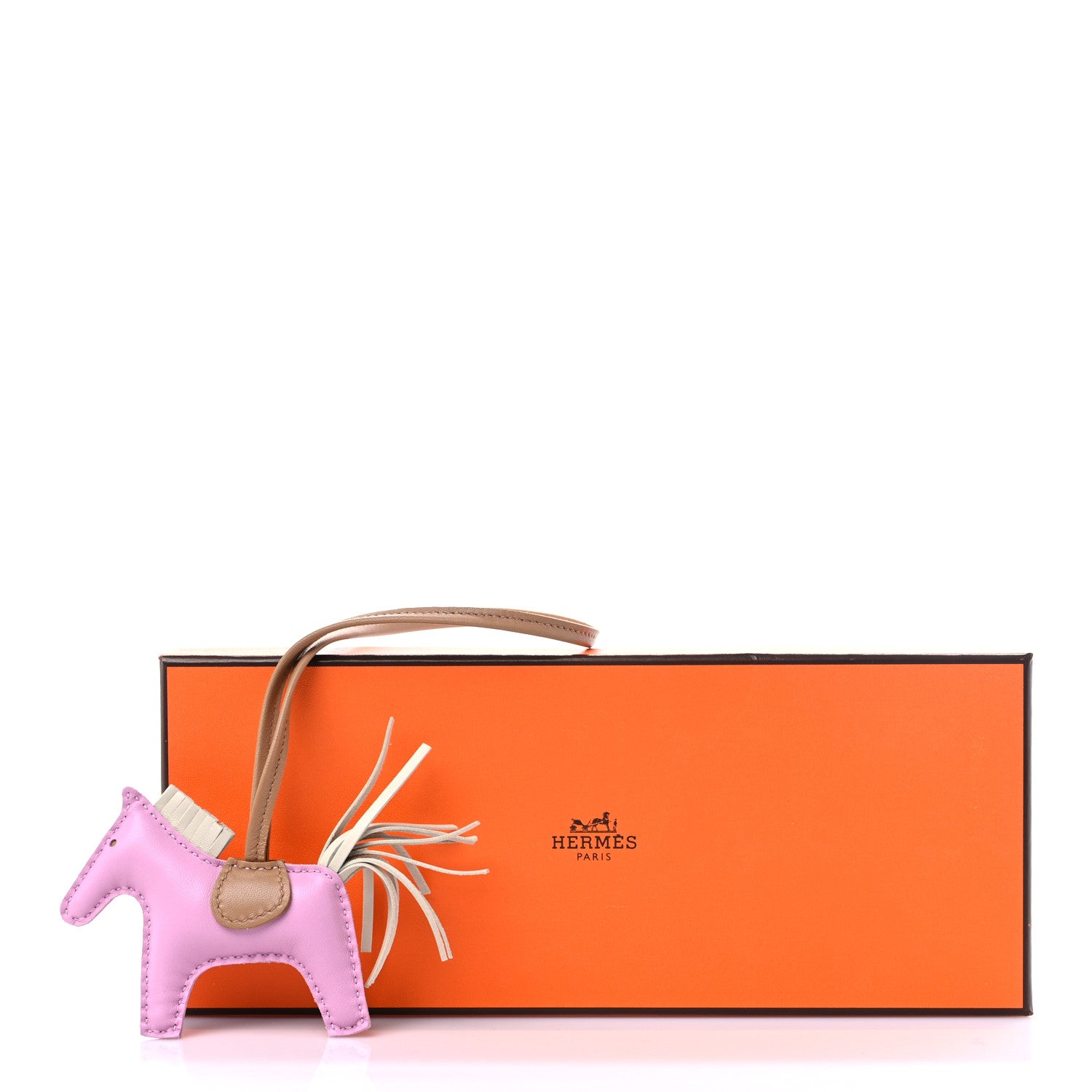 Hermes Milo Lambskin Grigri Rodeo Horse Bag Charm PM Mauve Sylvestre Craie Chai 4 of 4