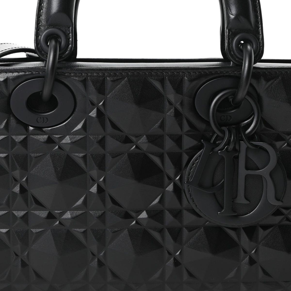 Calfskin Cannage Diamond Medium Lady D-Joy Black