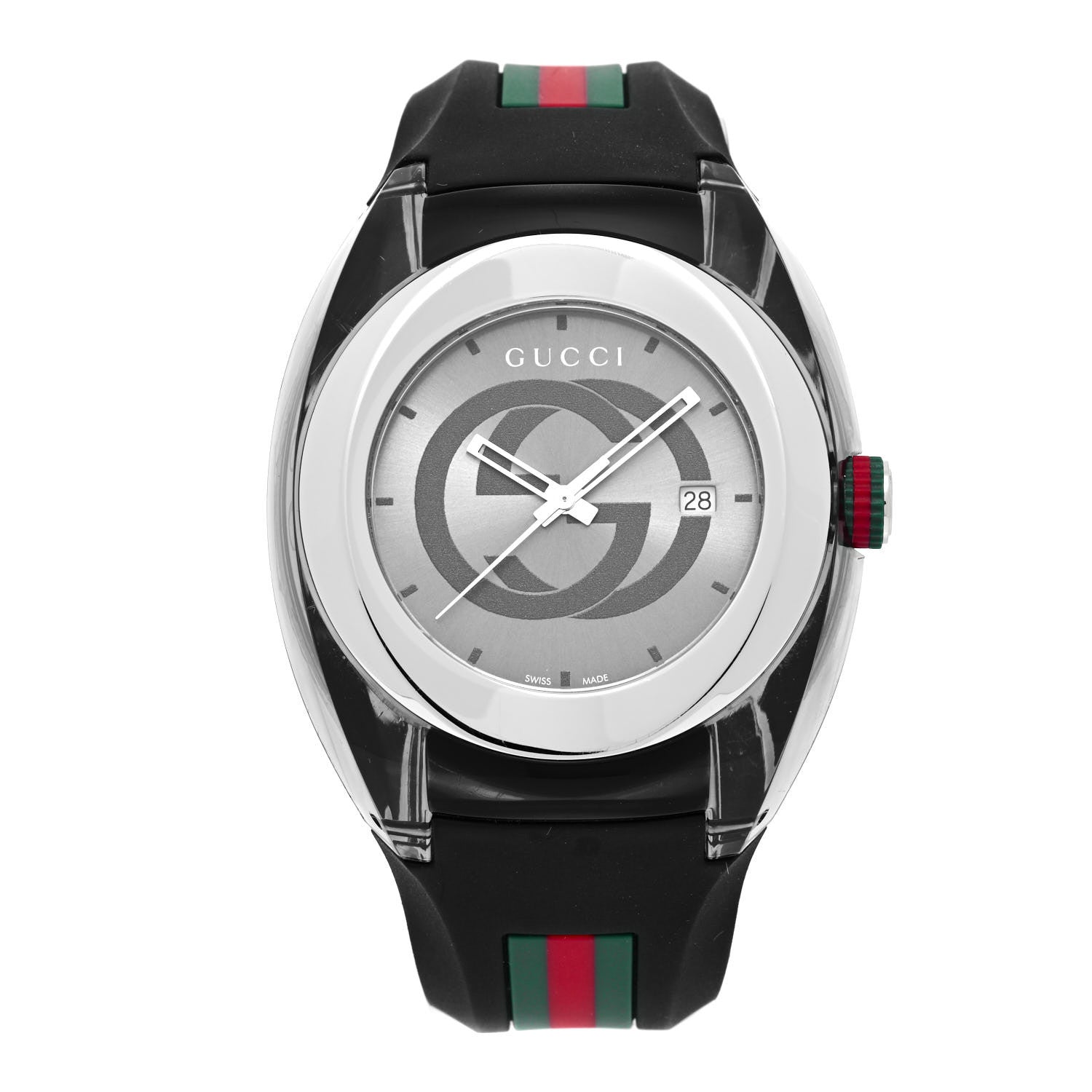 Gucci Stainless Steel Rubber 46mm Sync Web Quartz Watch Grey 1 of 5
