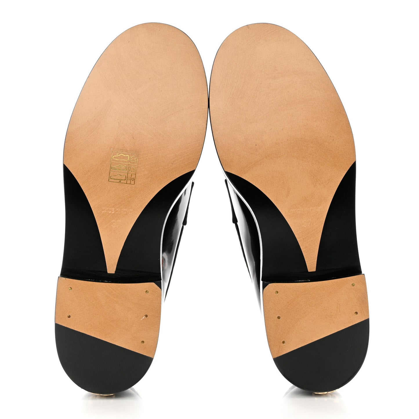 Shiny Calfskin Logo Loafers 37 Black