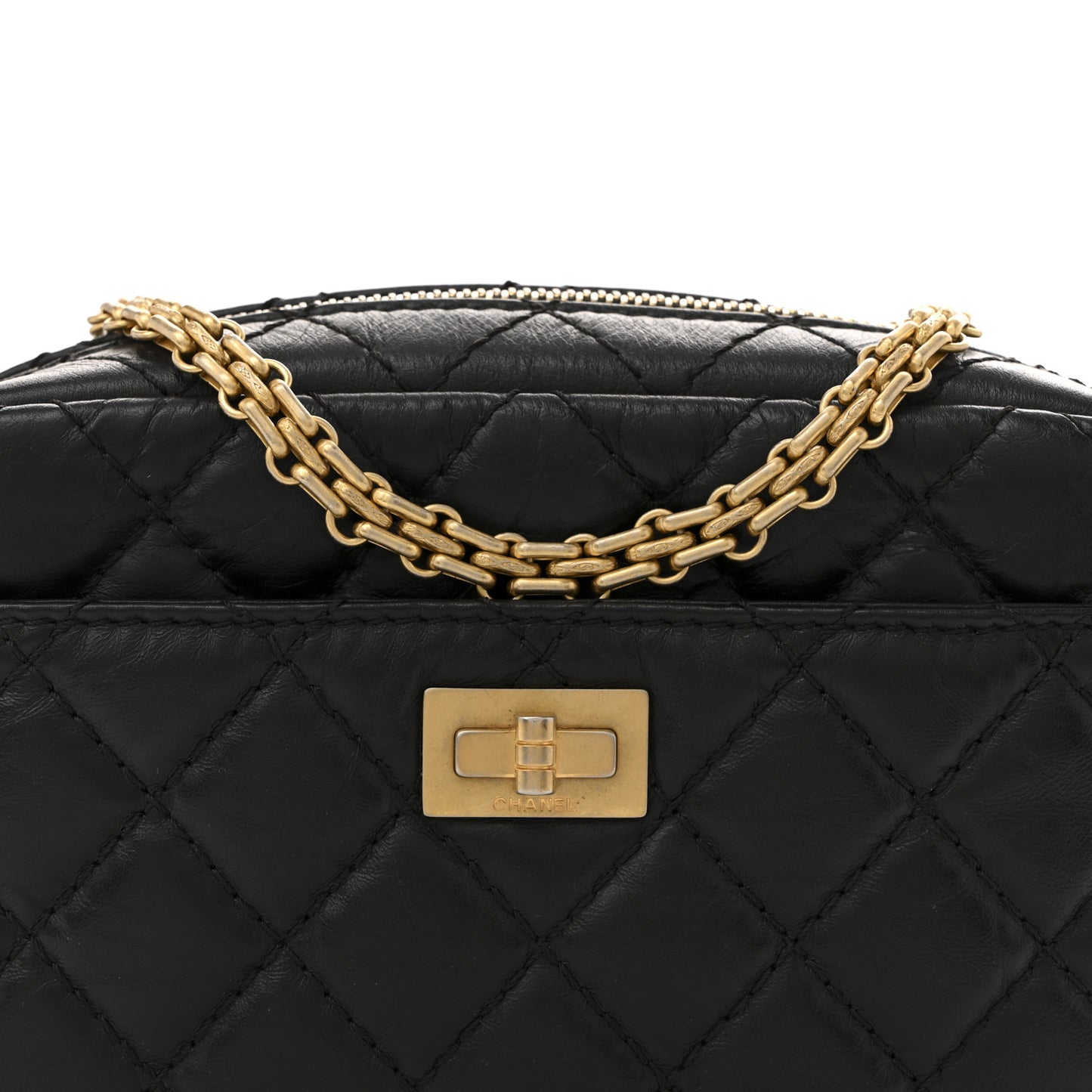 Aged Calfskin Quilted Mini Reissue Camera Case Black