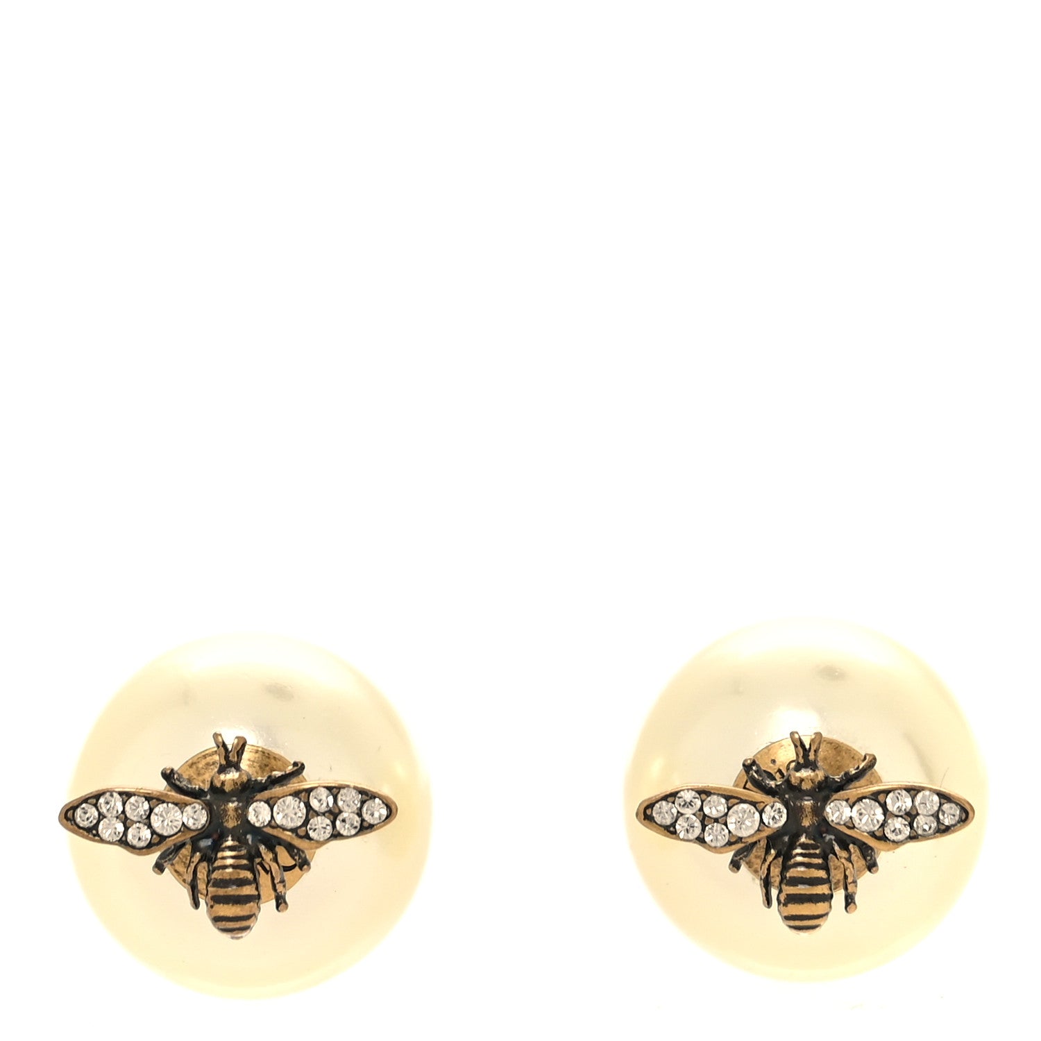 Christian Dior Pearl Crystal Bee Mise En Dior Tribal Earrings Gold 1 of 5