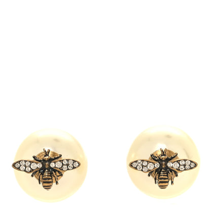 Christian Dior Pearl Crystal Bee Mise En Dior Tribal Earrings Gold 1 of 5