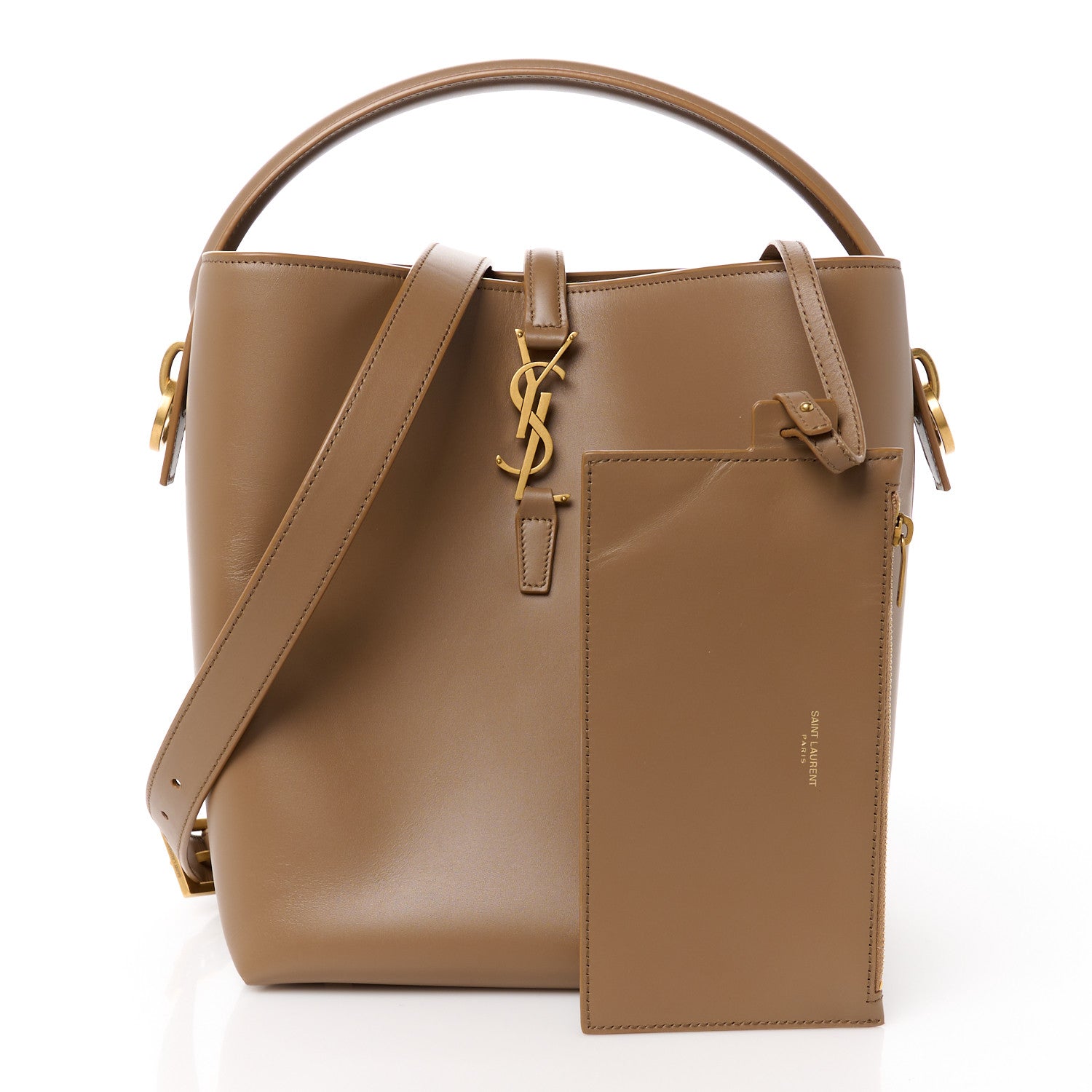 Saint Laurent Shiny Calfskin Le 37 Bucket Bag Dark Cork 3 of 14