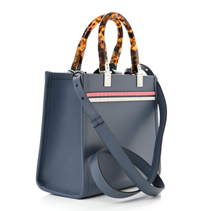 Fendi Vitello King Plexiglass Logo Embossed Small Fendi Sunshine Shopper Tote Mirto 3 of 10