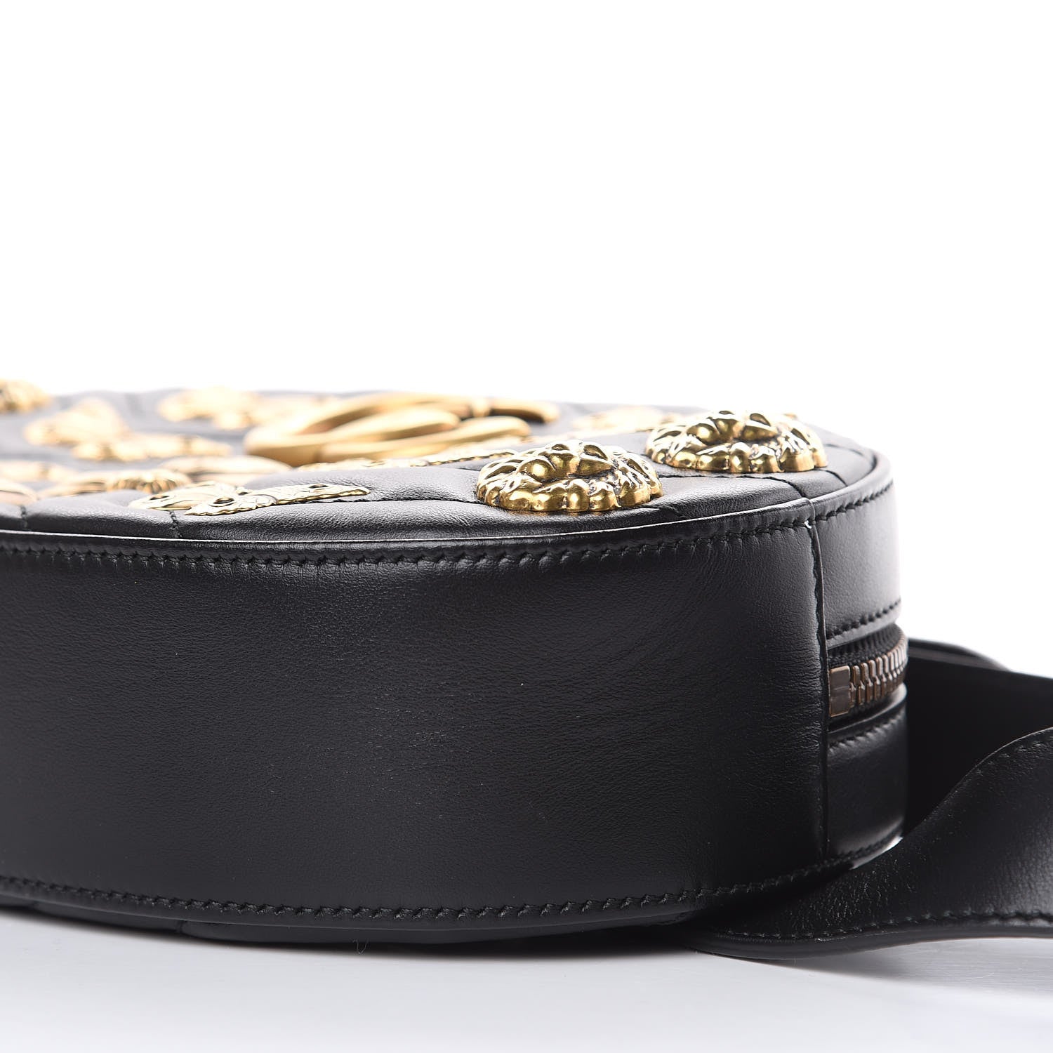 Gucci Calfskin Matelasse Animal Studs GG Marmont Belt Bag 95 38 Black 9 of 9