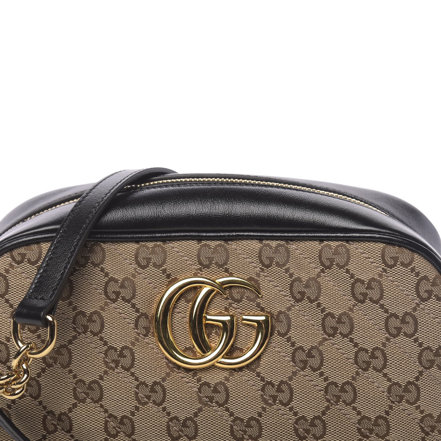Monogram Matelasse Diagonal Small GG Marmont Chain Shoulder Bag Beige Black