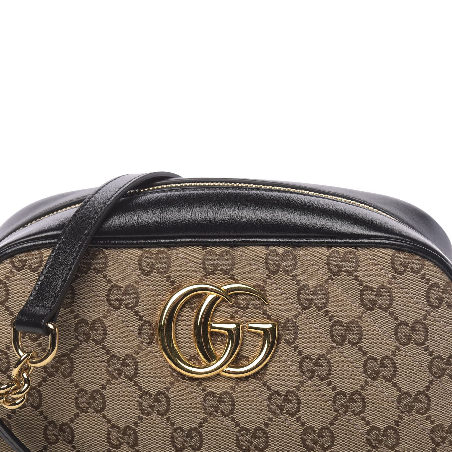 Gucci Monogram Matelasse Diagonal Small GG Marmont Chain Shoulder Bag Beige Black 10 of 10