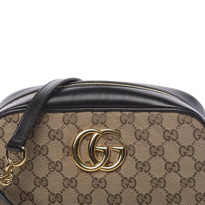 Gucci Monogram Matelasse Diagonal Small GG Marmont Chain Shoulder Bag Beige Black 10 of 10
