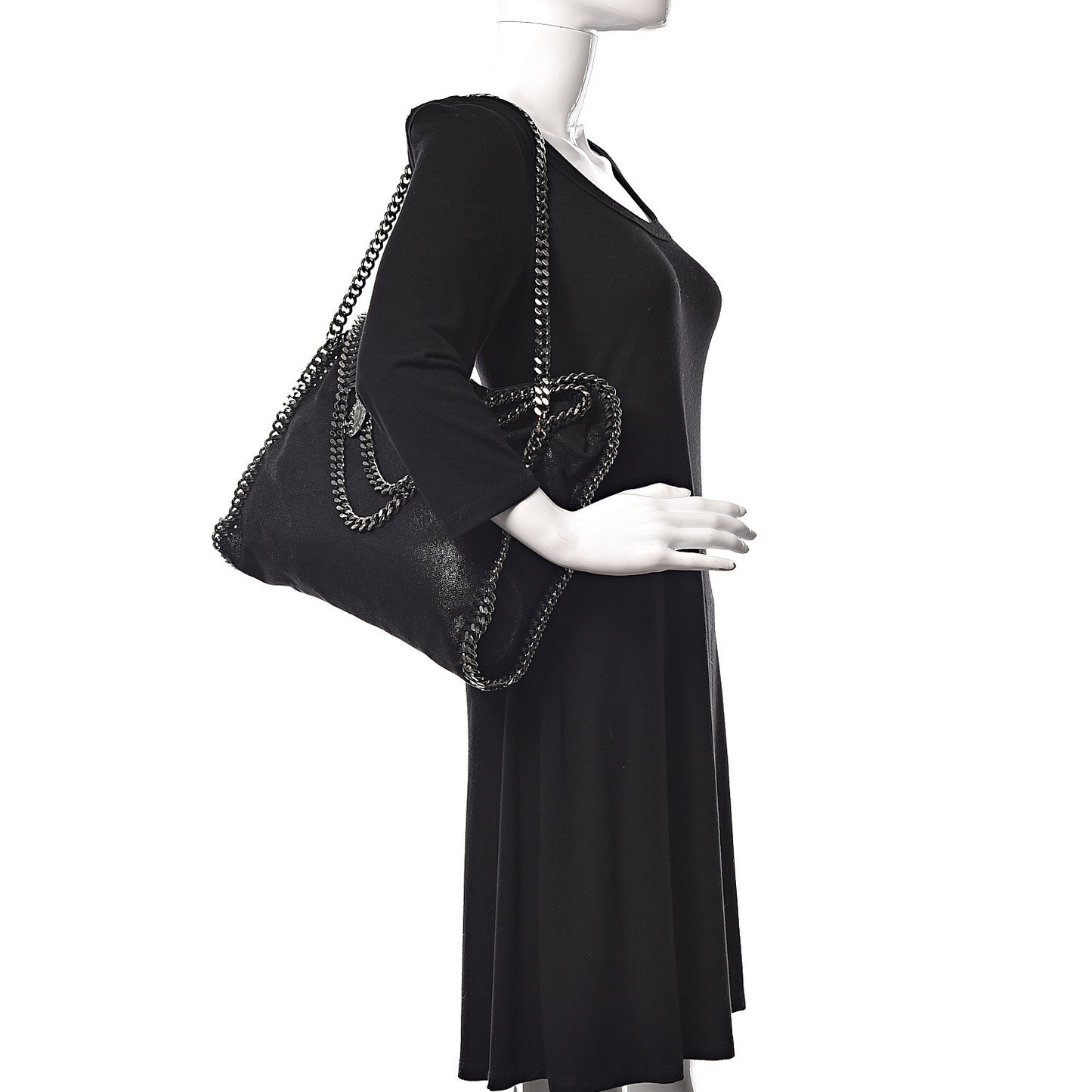 Shaggy Deer Small Falabella Fold Over Tote Black