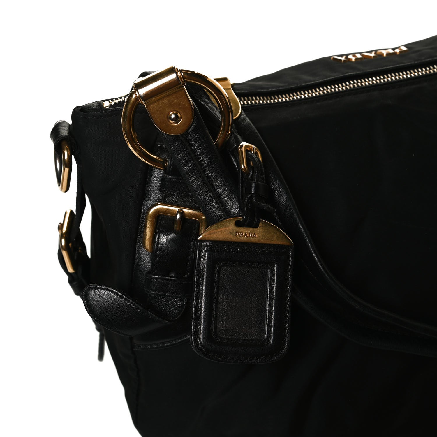 Prada Tessuto Nylon Jacquard Logo Aviator Satchel Black 15 of 17