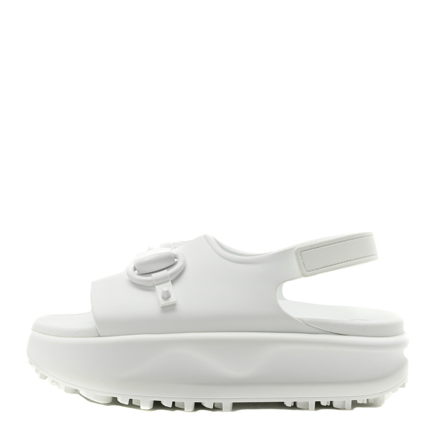Gucci Soft Rubber Horsebit Touch Womens Strapped Sandals 36 Great White 1 of 10