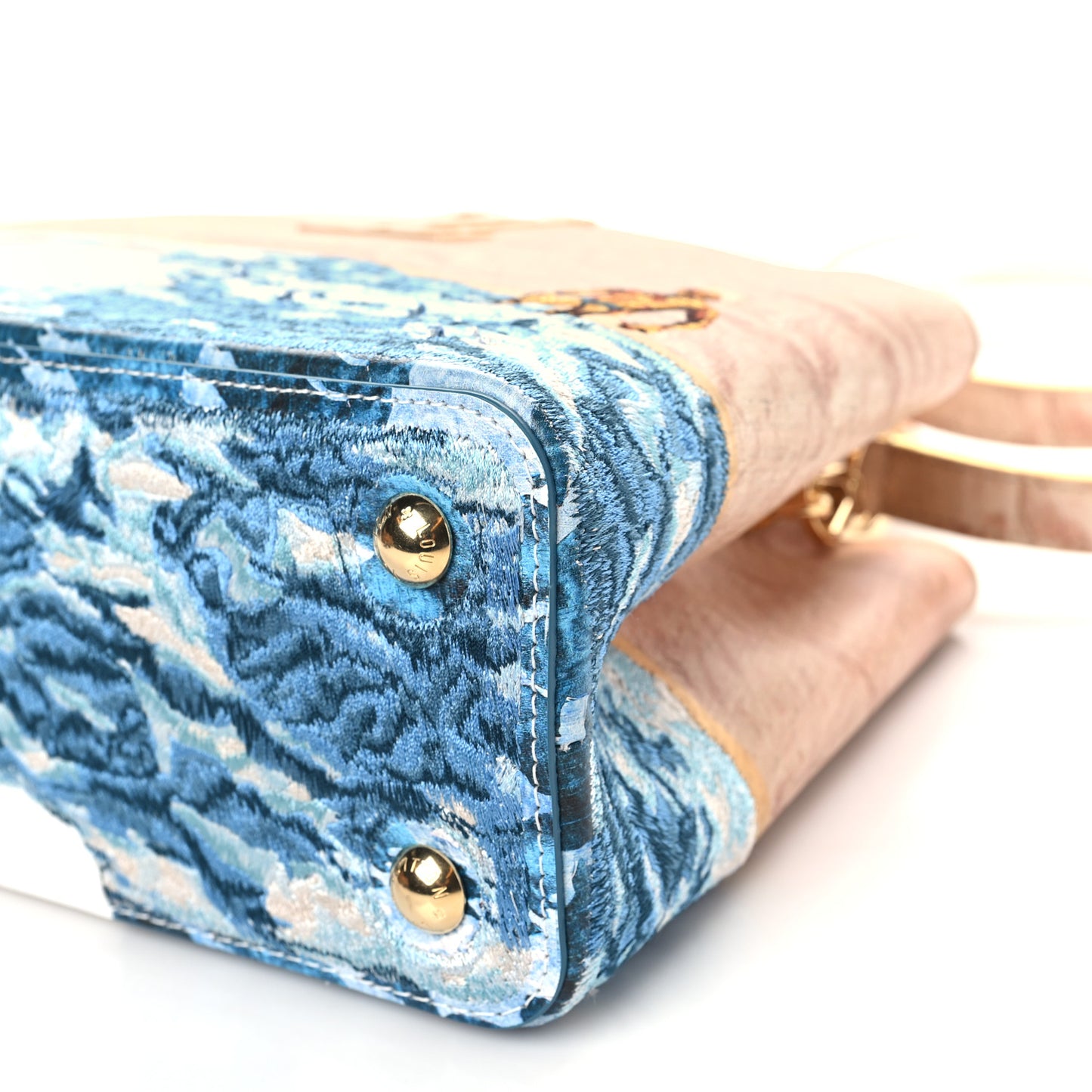 X BILLIE ZANGEWA Calfskin Printed Embroidered Capucines Artypucines MM Beige Beige