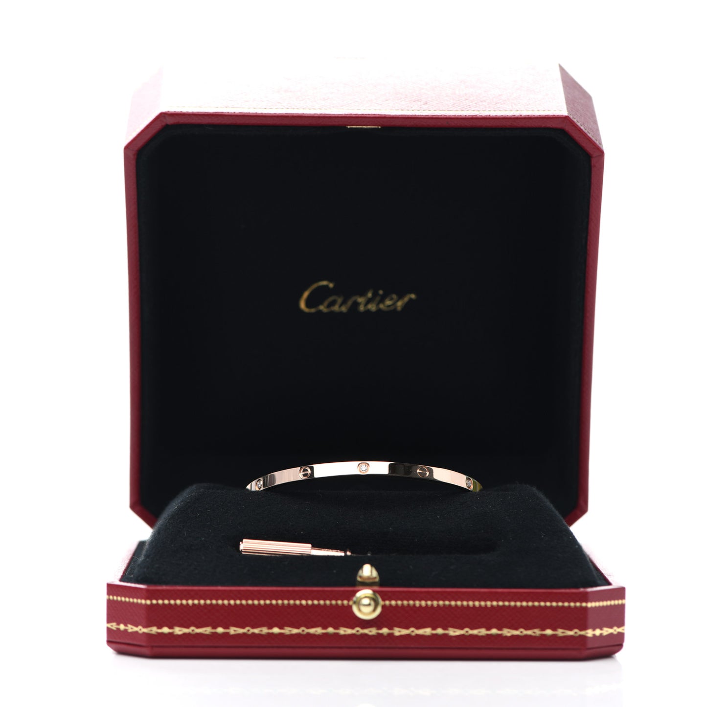 18K Pink Gold 6 Diamond Small LOVE Bracelet 17
