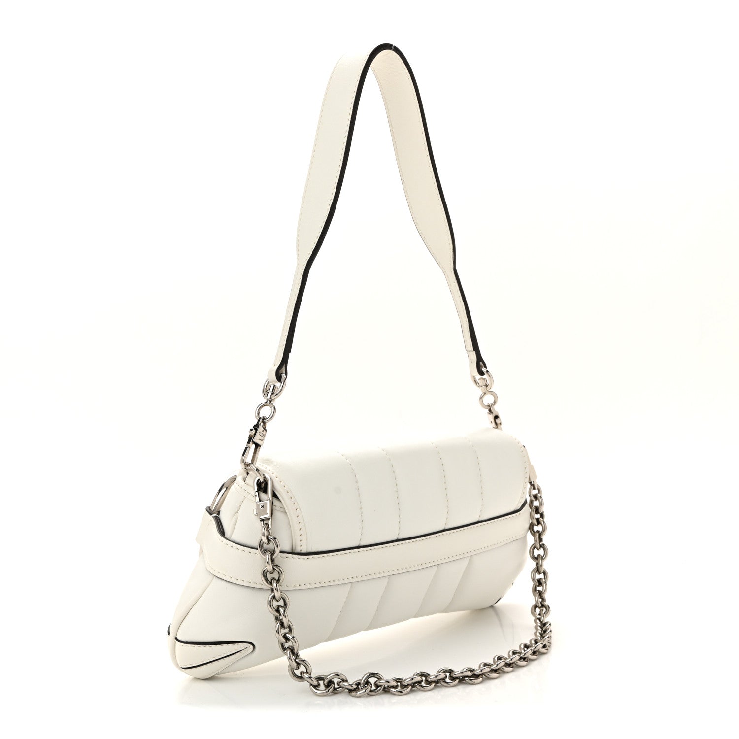Gucci Nappa Vertical Matelasse Small Maxi Horsebit Chain Shoulder Bag Great White 3 of 10