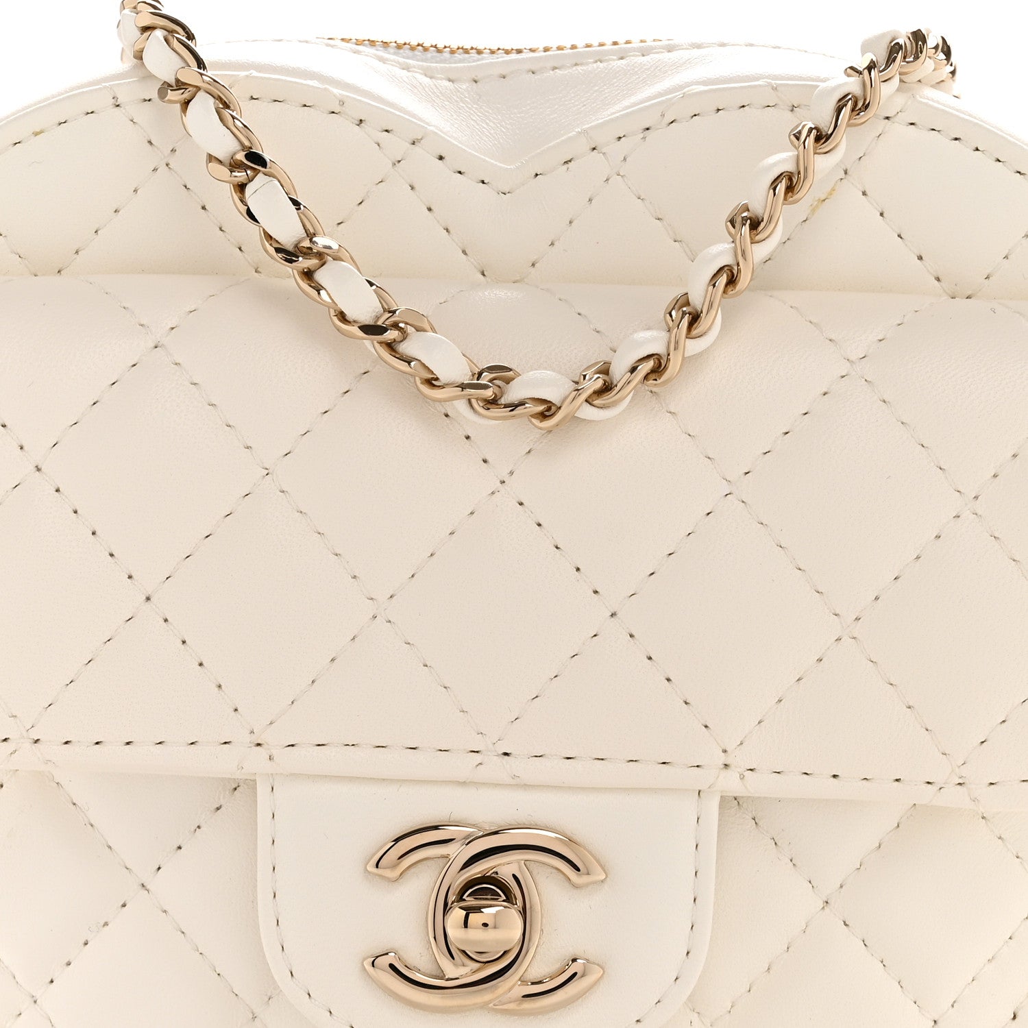 Chanel Lambskin Quilted CC In Love Heart Bag White 8 of 13