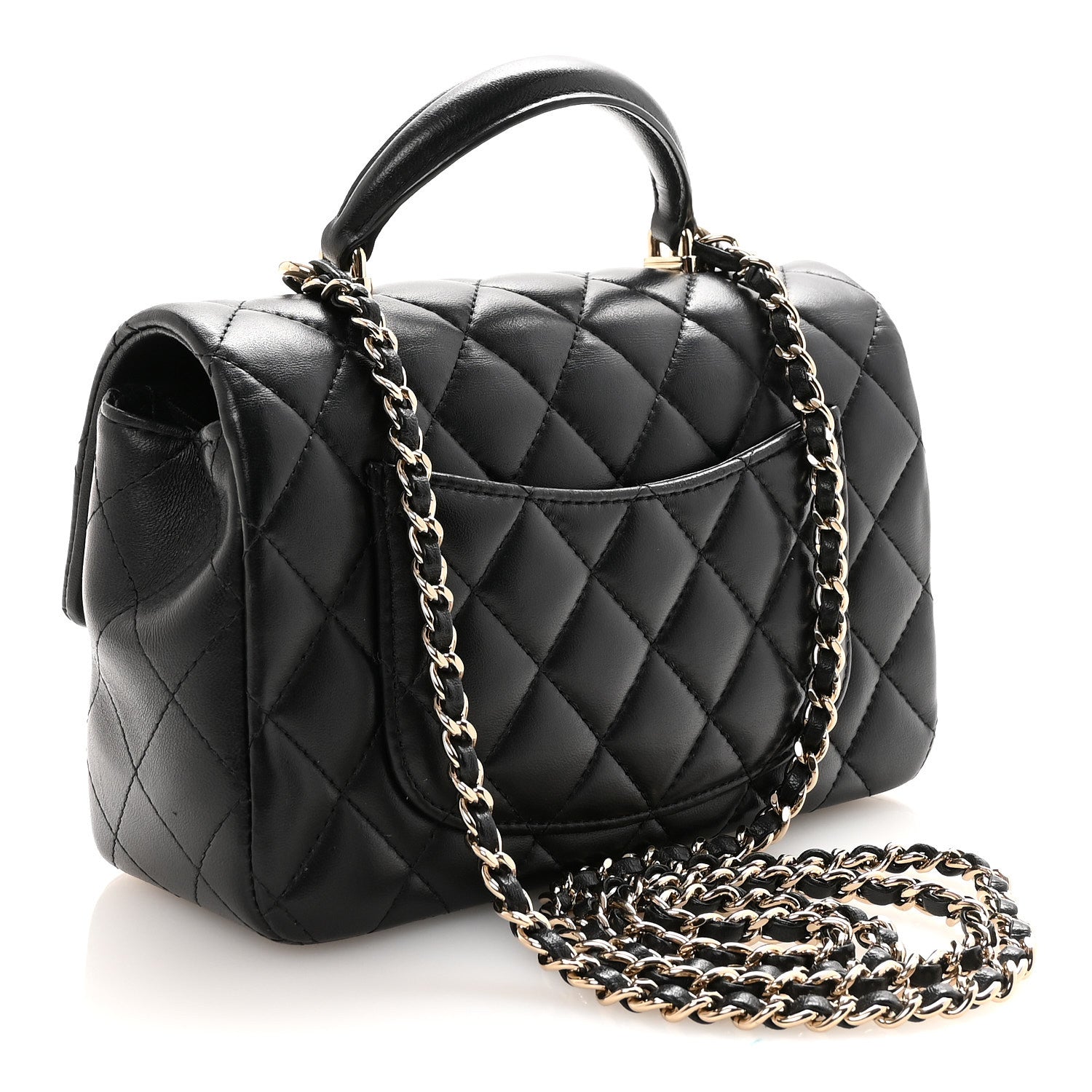 Chanel Lambskin Quilted Mini Top Handle Rectangular Flap Black 3 of 10