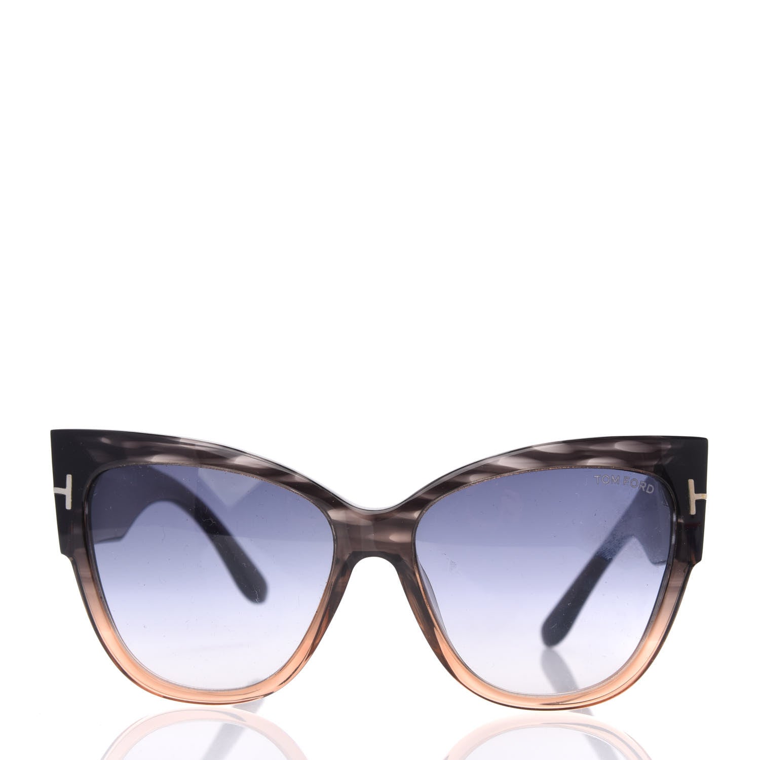 Tom Ford Acetate Anoushka Cat Eye Sunglasses TF371 Melange Grey Peach 2 of 8