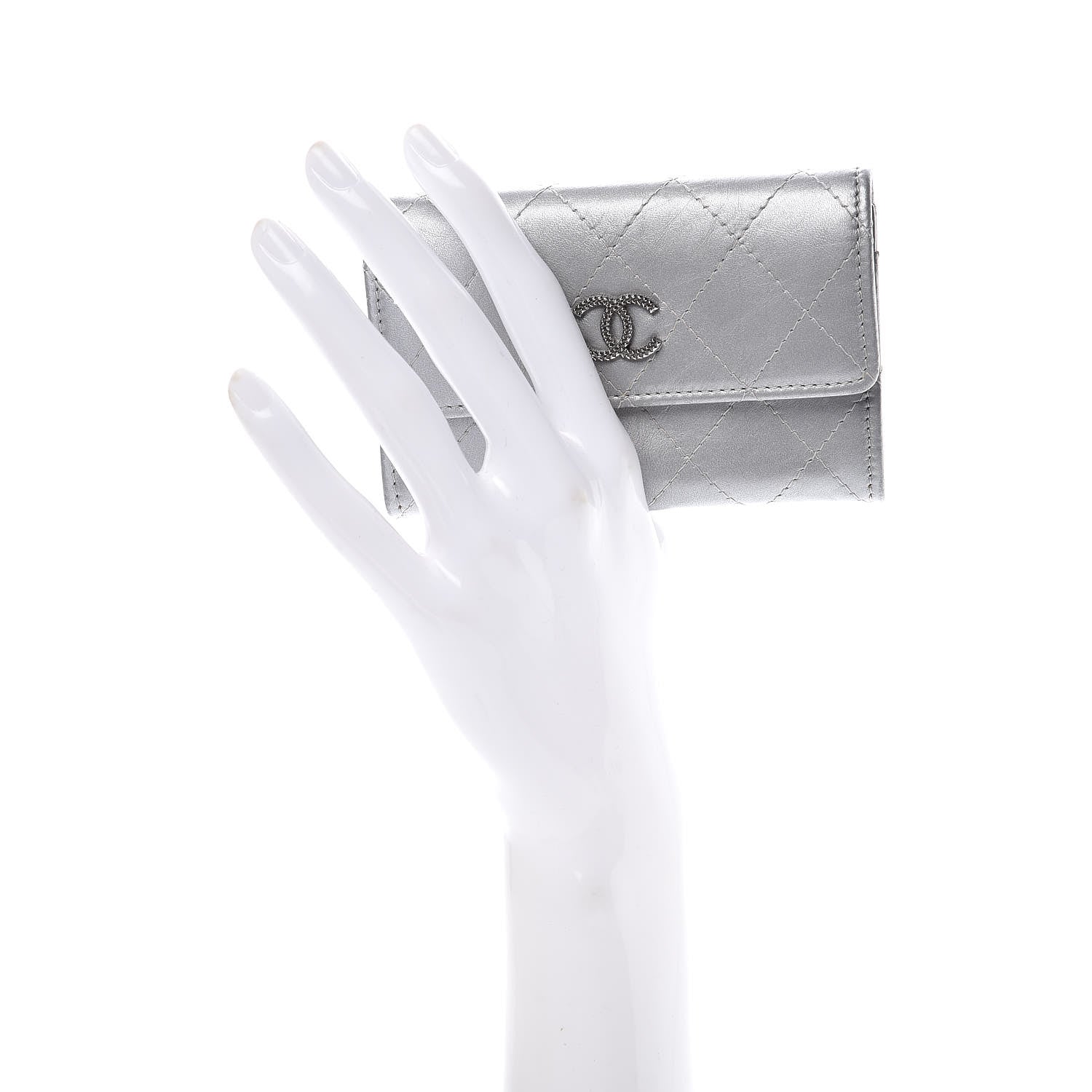 Chanel Metallic Calfskin Quilted Palette Card Holder Silver 5 of 18