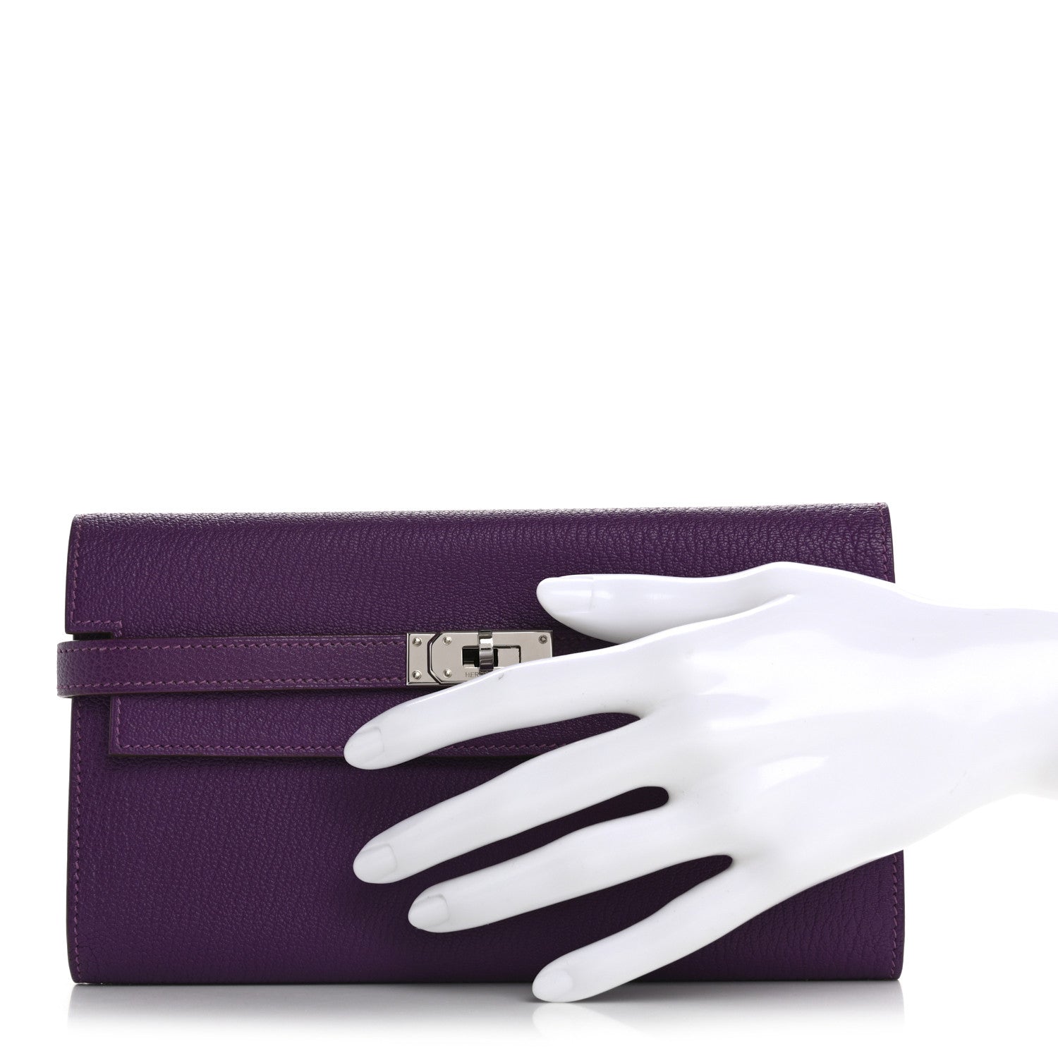 Hermes Chevre Mysore Kelly Longue Wallet Violet 2 of 9