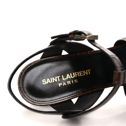 Saint Laurent Calfskin Crocodile Embossed Tribute 105 Sandals 38 Moro 8 of 9