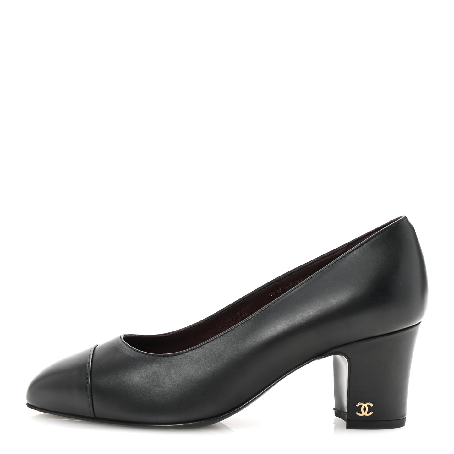 Lambskin Cap Toe CC Uniform Pumps 38 Black