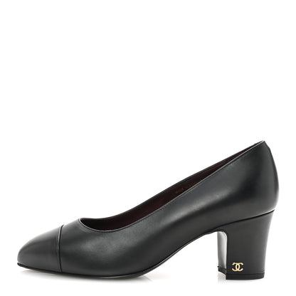 Chanel Lambskin Cap Toe CC Uniform Pumps 38 Black 1 of 9