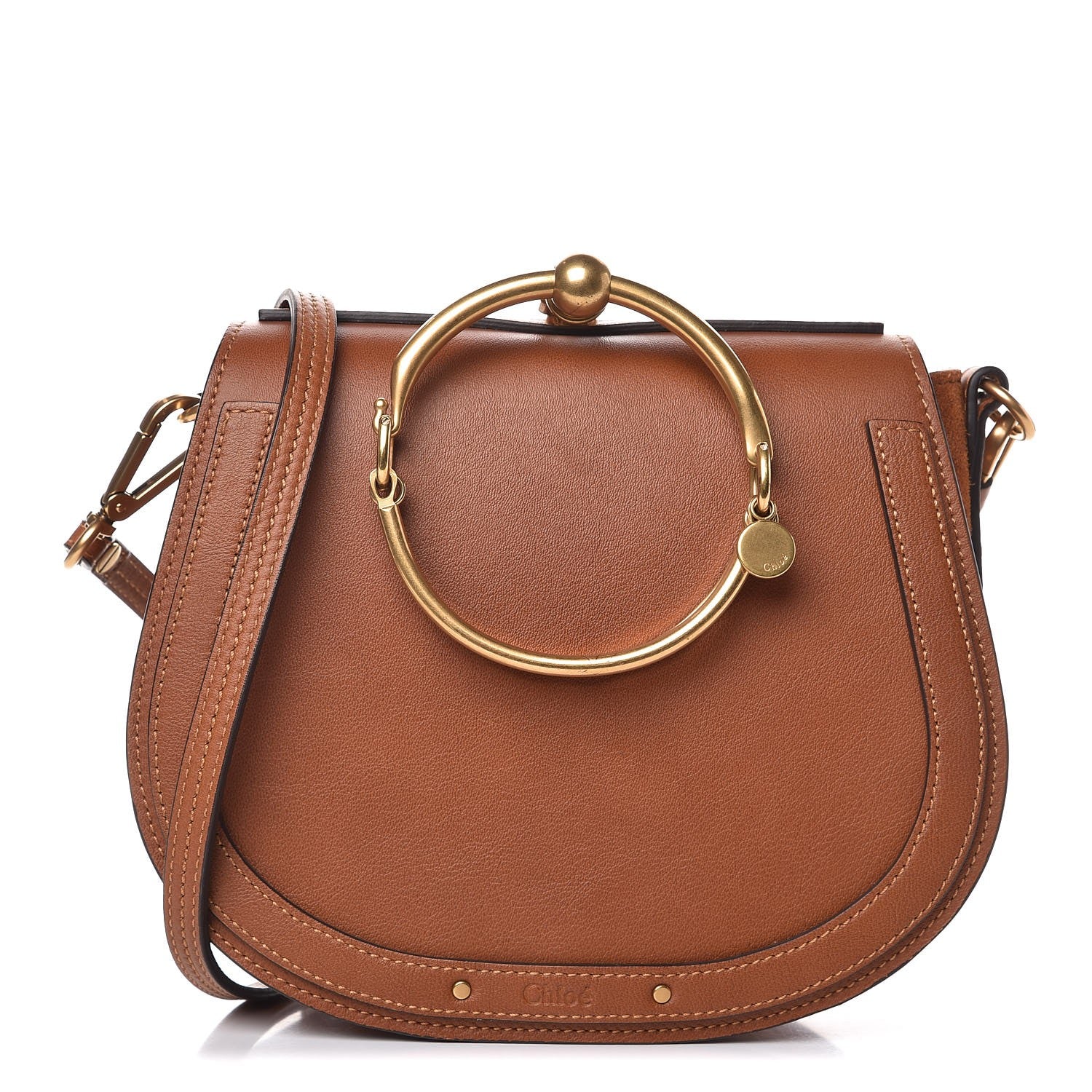 Chloe Calfskin Suede Medium Nile Bracelet Bag Caramel 1 of 8