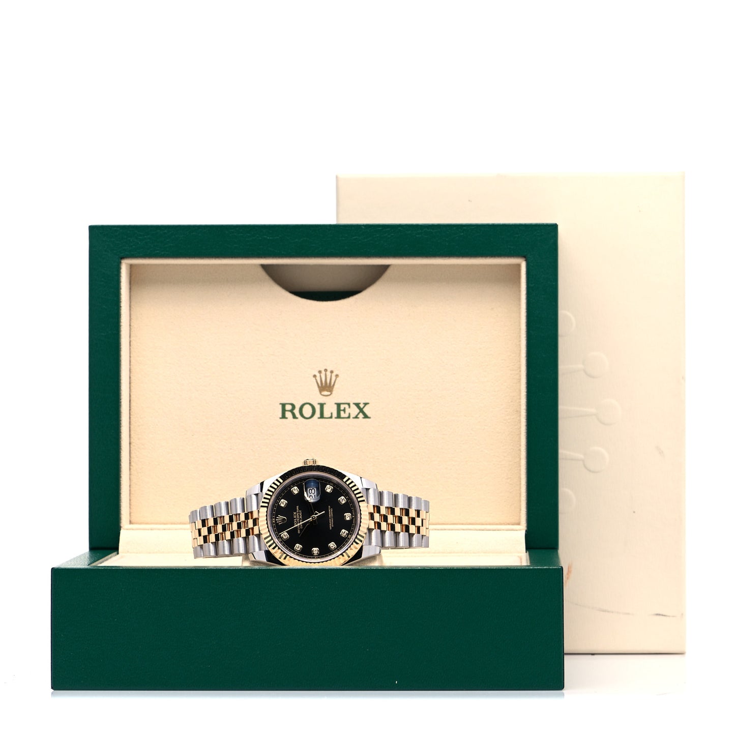 Stainless Steel 18K Yellow Gold Diamond 41mm Oyster Perpetual Datejust Watch Black 126333